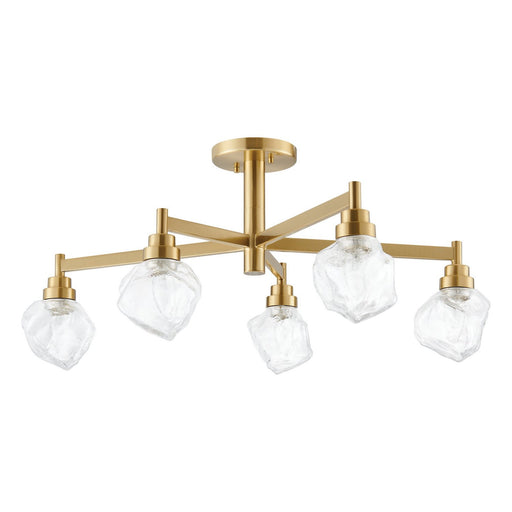 Thesis 206965A Five Light Semi-Flush Mount, Brushed Gold