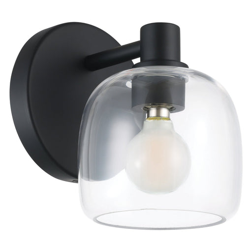 Thesis 206996A One Light Wall Sconce, Matte Black, Clear