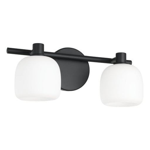Thesis 207004A Two Light Vanity, Matte Black, Etched Opal