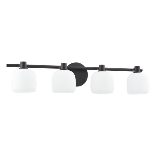 Thesis 207017A Four Light Vanity, Matte Black, Etched Opal