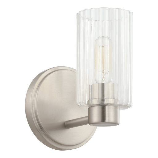 Thesis 207027A One Light Wall Sconce, Brushed Nickel, Clear Ribbed