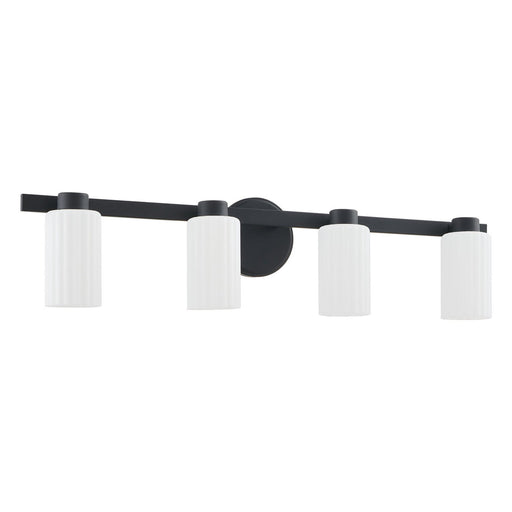 Thesis 207044A Four Light Vanity, Matte Black, Opal Ribbed