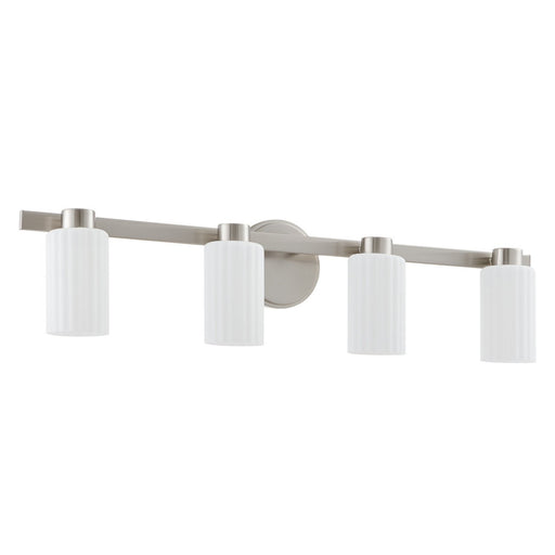 Thesis 207048A Four Light Vanity, Brushed Nickel, Opal Ribbed