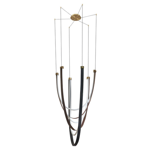 Thesis 207275A LED Chandelier, Champagne Bronze w/Black/Brown Leather