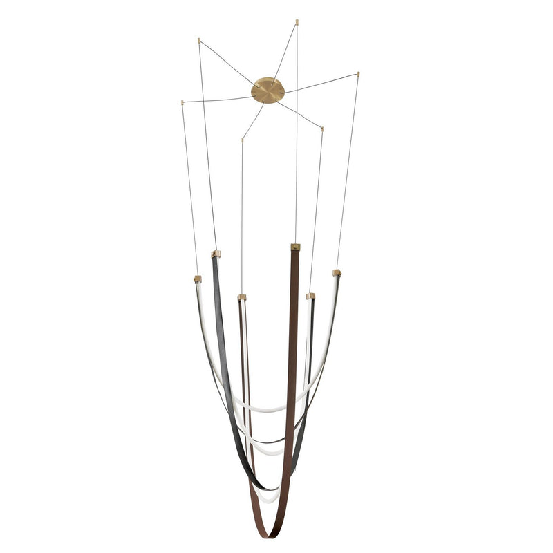 Thesis 207276A LED Chandelier, Champagne Bronze w/Black/Brown Leather