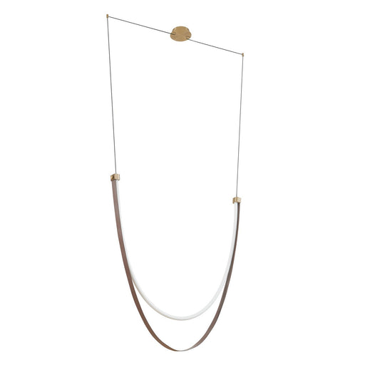 Thesis 207278A LED Linear Chandelier, Champagne Bronze w/Black/Brown Leather
