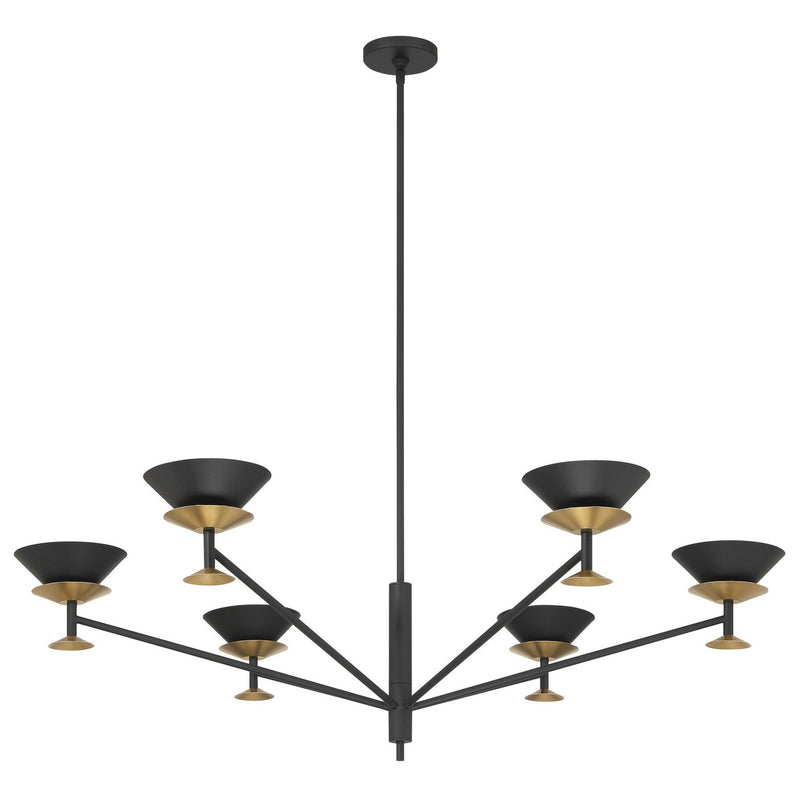 Thesis 207315A LED Chandelier, Textured Black, Champagne Gold