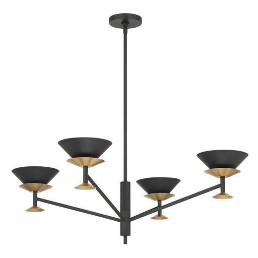 Thesis 207316A LED Chandelier, Textured Black, Champagne Gold