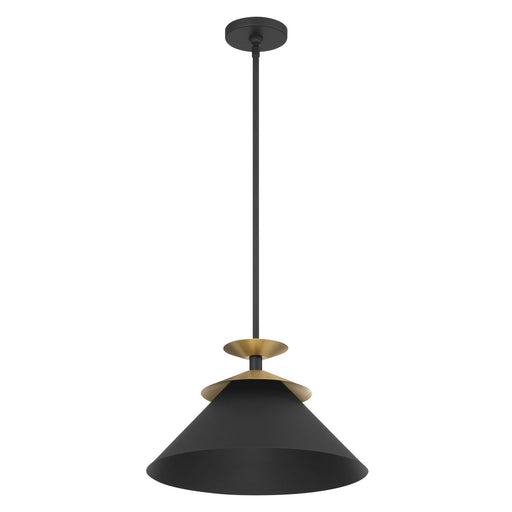 Thesis 207318A One Light Pendant, Textured Black, Champagne Gold