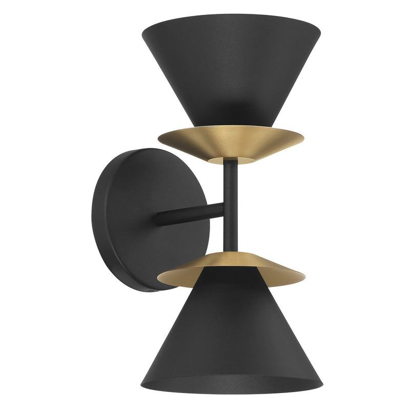 Thesis 207319A LED Wall Sconce, Textured Black, Champagne Gold