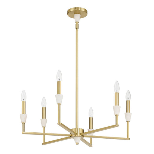 Thesis 207357A Six Light Chandelier, Brushed Gold, White