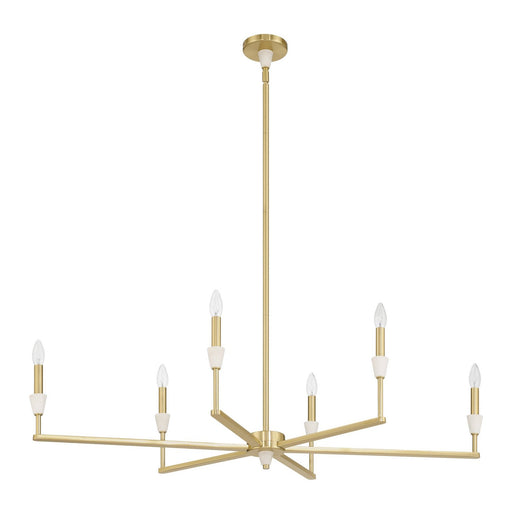 Thesis 207359A Six Light Linear Chandelier, Brushed Gold, White