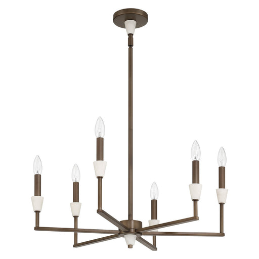 Thesis 207363A Six Light Chandelier, Forged Bronze, White