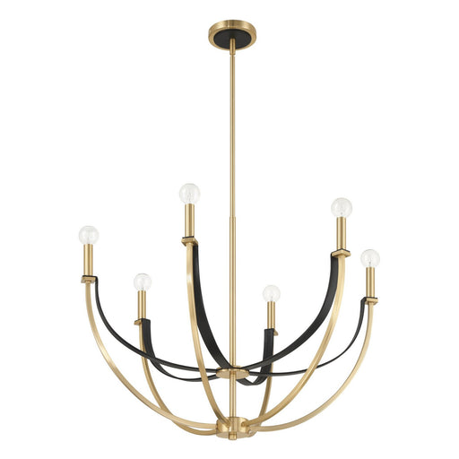 Thesis 207368A Six Light Chandelier, Champagne Gold, Black