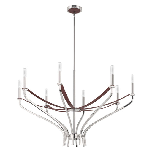 Thesis 207374A Eight Light Chandelier, Polished Nickel, Dark Brown