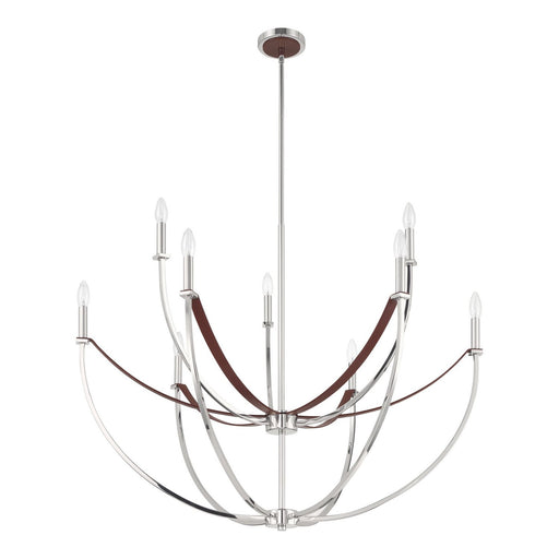 Thesis 207375A Nine Light Chandelier, Polished Nickel, Dark Brown