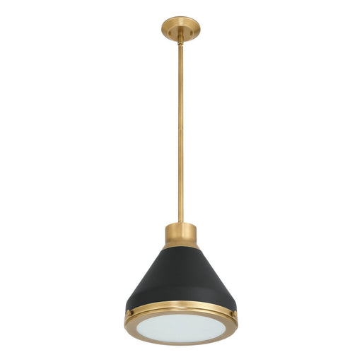 Thesis 207398A One Light Pendant, Natural Brass, Matte Black