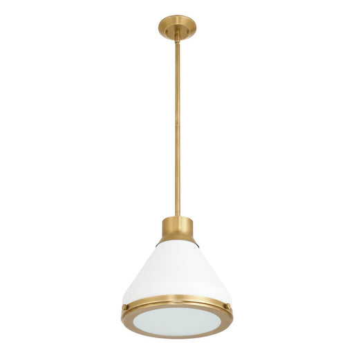 Thesis 207397A One Light Pendant, Natural Brass, Matte White