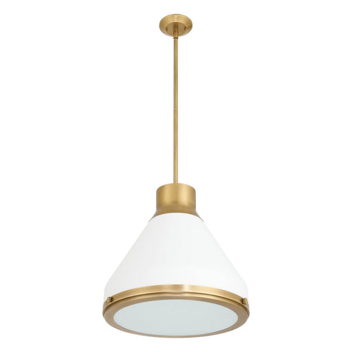 Thesis 207402A One Light Pendant, Natural Brass, Matte White