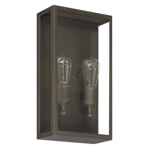 Thesis 207728A Two Light Exterior Wall Sconce, Blackened Brass