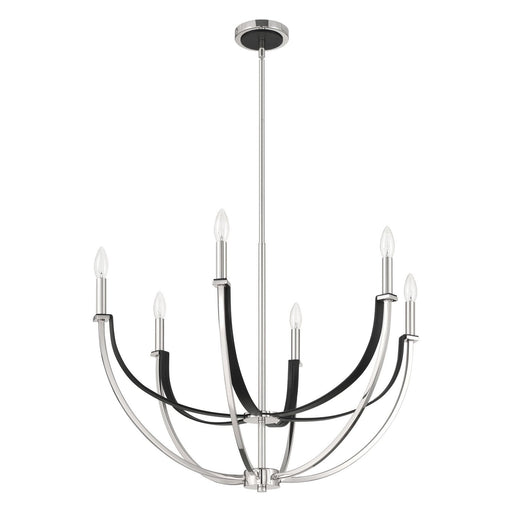 Thesis 207886A Six Light Chandelier, Polished Nickel, Black