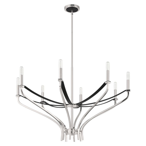 Thesis 207887A Eight Light Chandelier, Polished Nickel, Black