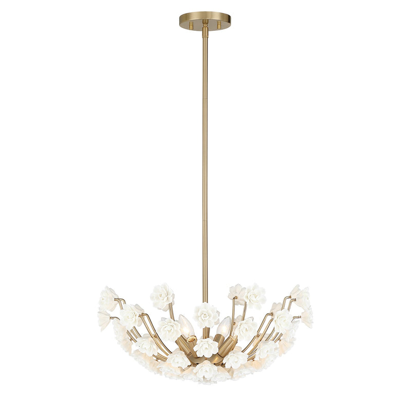 Savoy House 1-2500-4-127 Four Light Chandelier, Noble Brass