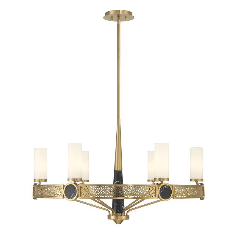 Savoy House 1-2914-6-322 Six Light Chandelier, Warm Brass