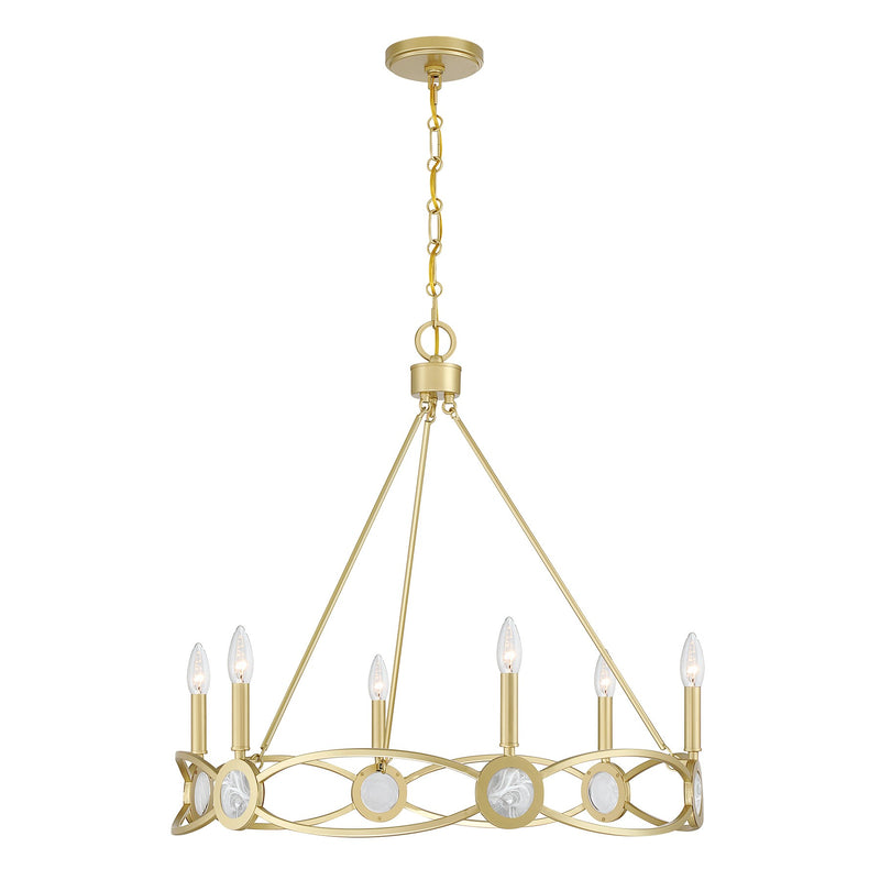 Savoy House 1-4101-6-328 Six Light Chandelier, Spun Gold