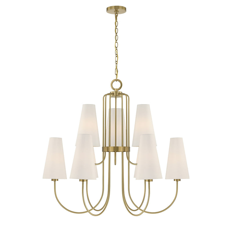 Savoy House 1-4701-9-322 Nine Light Chandelier, Warm Brass