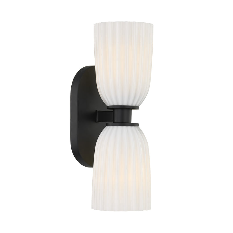 Savoy House 9-1245-2-BK Two Light Wall Sconce, Matte Black