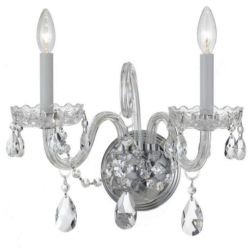 Crystorama 1032-CH-CL-SAQ Traditional Crystal Two Light Wall Sconce Polished Chrome Main Image.jpg