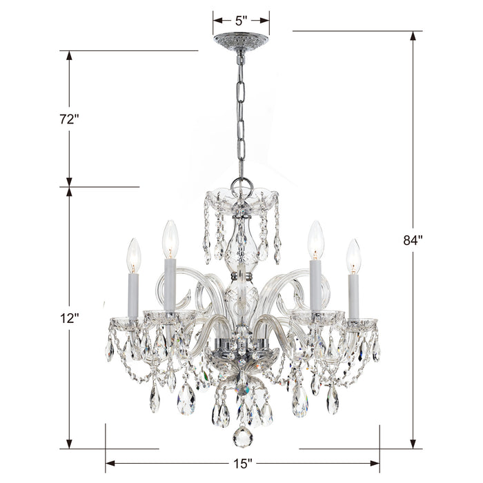 Crystorama 1005-CH-CL-SAQ Traditional Crystal Five Light Chandelier Polished Chrome Alternate Image 2.jpg