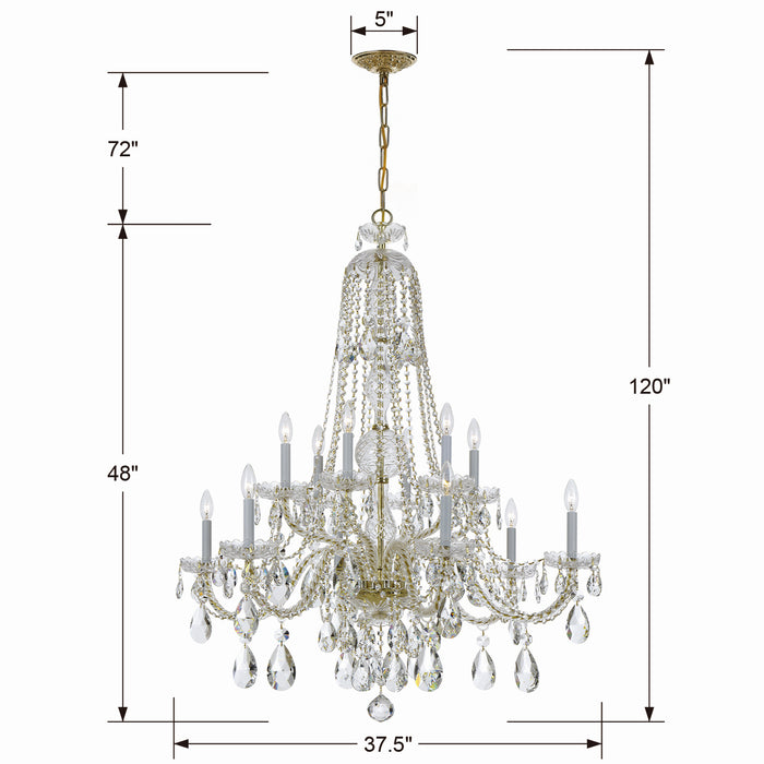 Crystorama 1112-PB-CL-S Traditional Crystal 12 Light Chandelier Polished Brass Alternate Image 2.jpg