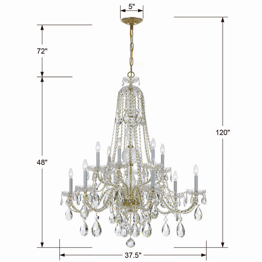 Crystorama 1112-PB-CL-SAQ Traditional Crystal 12 Light Chandelier Polished Brass Alternate Image.jpg