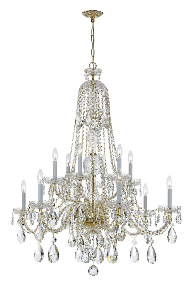 Crystorama 1112-PB-CL-SAQ Traditional Crystal 12 Light Chandelier Polished Brass Main Image.jpg
