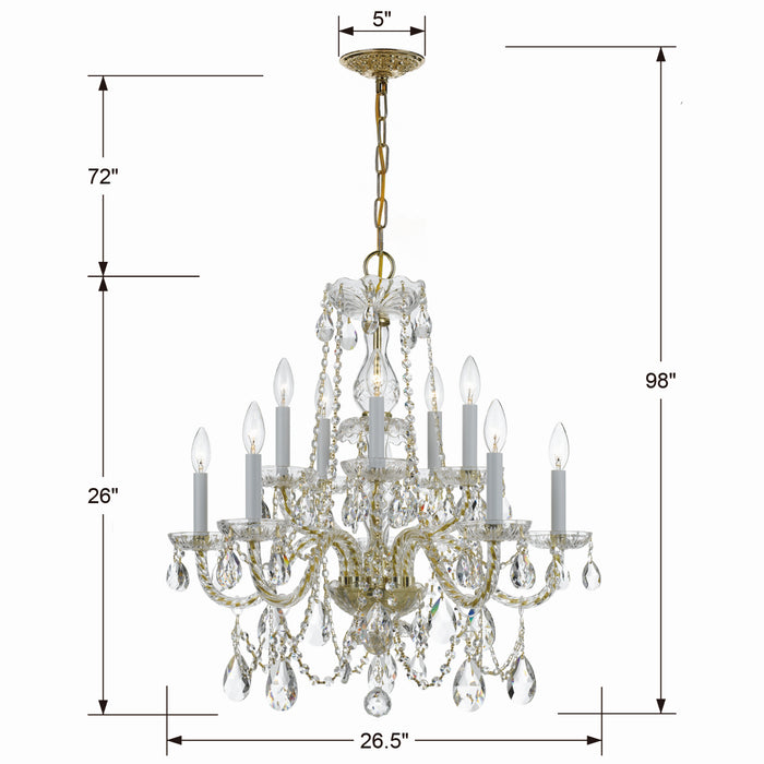 Crystorama 1130-PB-CL-S Traditional Crystal Ten Light Chandelier Polished Brass Alternate Image 2.jpg