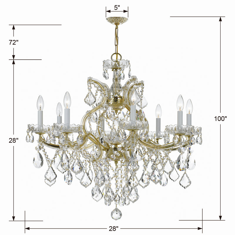Crystorama 4409-GD-CL-SAQ Maria Theresa Nine Light Chandelier Gold Alternate Image.jpg