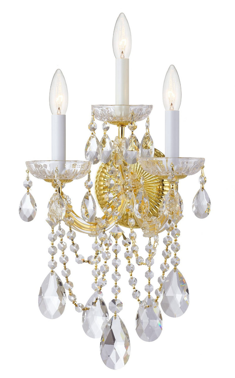 Crystorama 4423-GD-CL-S Maria Theresa Three Light Wall Sconce Gold Main Image.jpg