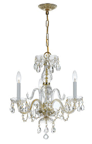 Crystorama 5044-PB-CL-SAQ Traditional Crystal Three Light Mini Chandelier Polished Brass Main Image.jpg