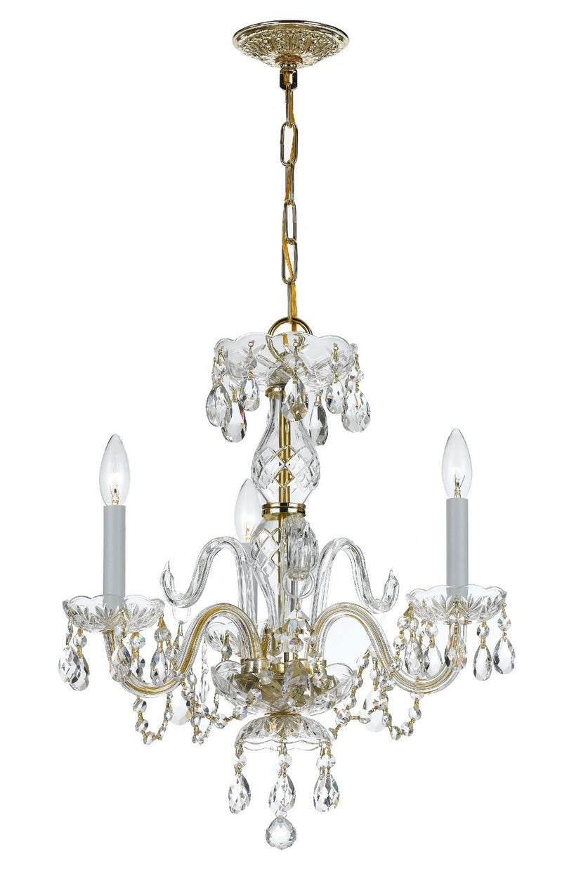 Crystorama 5044-PB-CL-SAQ Traditional Crystal Three Light Mini Chandelier Polished Brass Main Image.jpg