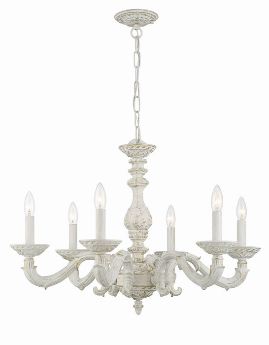 Crystorama 5126-AW Paris Market Six Light Chandelier Antique White Alternate Image.jpg