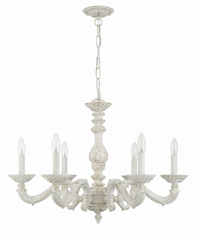 Crystorama 5126-AW Paris Market Six Light Chandelier Antique White Alternate Image 2.jpg