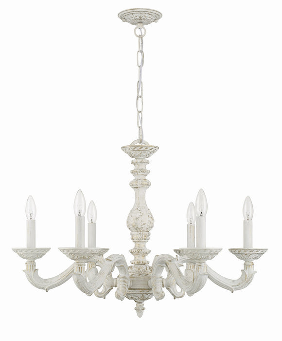 Crystorama 5126-AW Paris Market Six Light Chandelier Antique White Alternate Image 2.jpg