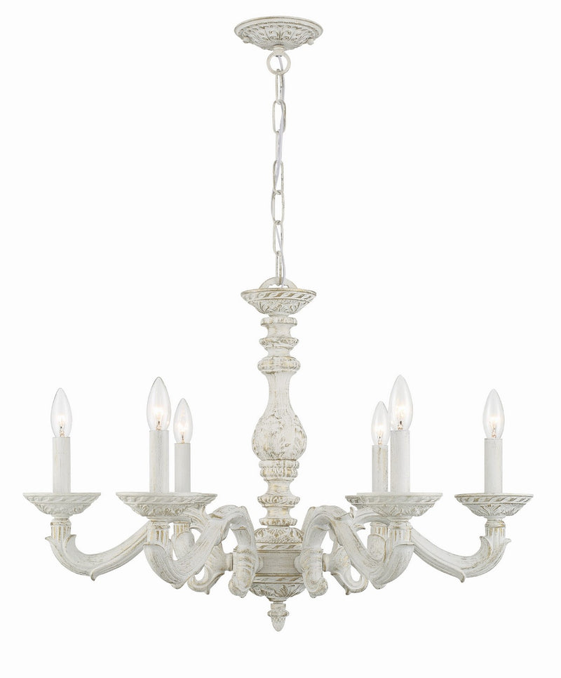 Crystorama 5126-AW Paris Market Six Light Chandelier Antique White Main Image.jpg