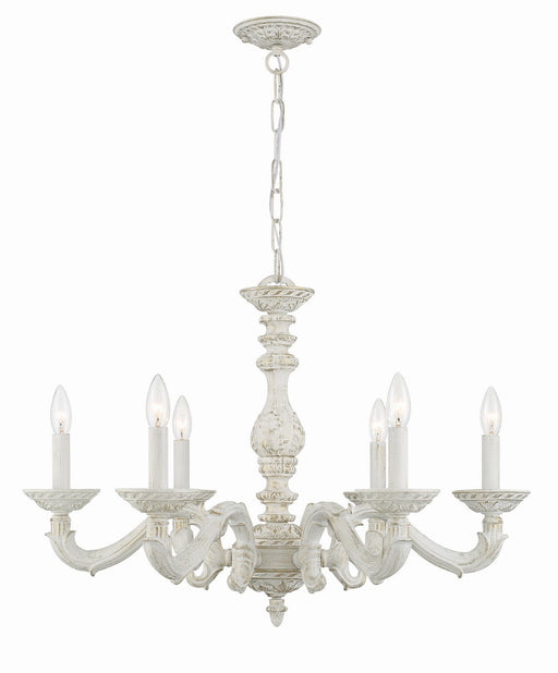 Crystorama 5126-AW Paris Market Six Light Chandelier Antique White Main Image.jpg