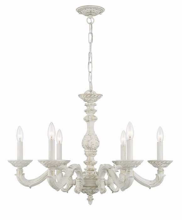 Crystorama 5126-AW Paris Market Six Light Chandelier Antique White Main Image.jpg