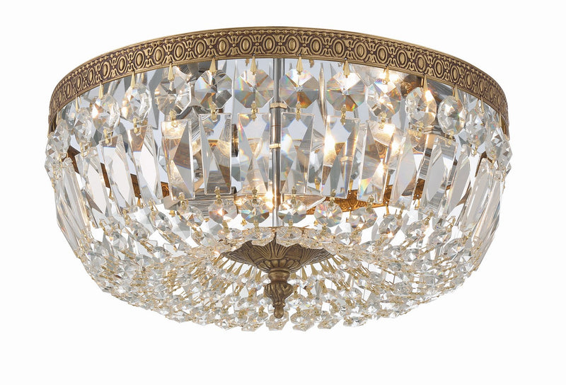 Crystorama 714-OB-CL-MWP Ceiling Mount Three Light Flush Mount Olde Brass Main Image.jpg