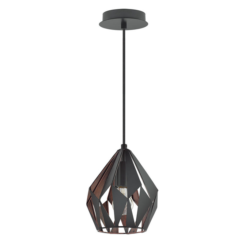EGLO 202034A Carlton 3 1 LT Geometric Pendant w/ A Black Outer Finish & Copper Interior Finish, 60W A19 Bulb Main Image.jpg