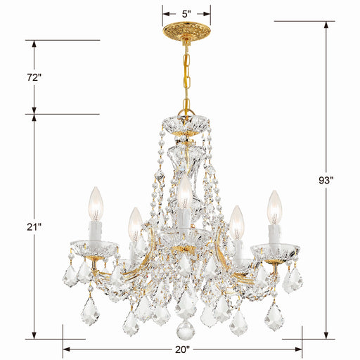 Crystorama 4476-GD-CL-S Maria Theresa Five Light Mini Chandelier Gold Alternate Image.jpg